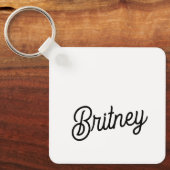 Modernes Schwarz-weißes Personalisiertes Monogramm Schlüsselanhänger (Vorderseite)