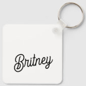 Modernes Schwarz-weißes Personalisiertes Monogramm Schlüsselanhänger (Rückseite)