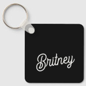 Modernes Schwarz-weißes Personalisiertes Monogramm Schlüsselanhänger (Vorderseite)