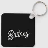 Modernes Schwarz-weißes Personalisiertes Monogramm Schlüsselanhänger (Rückseite)