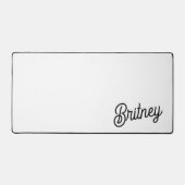 Modernes Schwarz-weißes Personalisiertes Monogramm Schreibtischunterlage (Vorderseite)