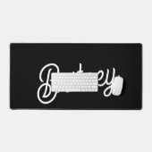 Modernes Schwarz-weißes Personalisiertes Monogramm Schreibtischunterlage (Tastatur & Maus)