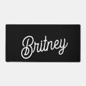 Modernes Schwarz-weißes Personalisiertes Monogramm Schreibtischunterlage (Vorderseite)