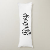 Modernes Schwarz-weißes Personalisiertes Monogramm Seitenschläferkissen (Vorderseite Vertikal)