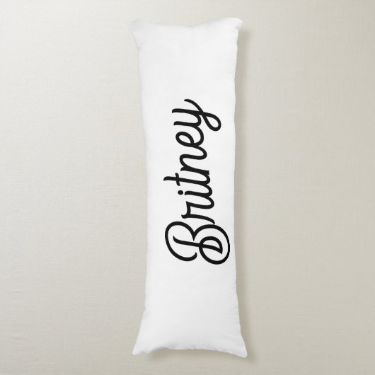 Modernes Schwarz-weißes Personalisiertes Monogramm Seitenschläferkissen (Vorderseite Vertikal)