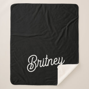 Modernes Schwarz-weißes Personalisiertes Monogramm Sherpadecke