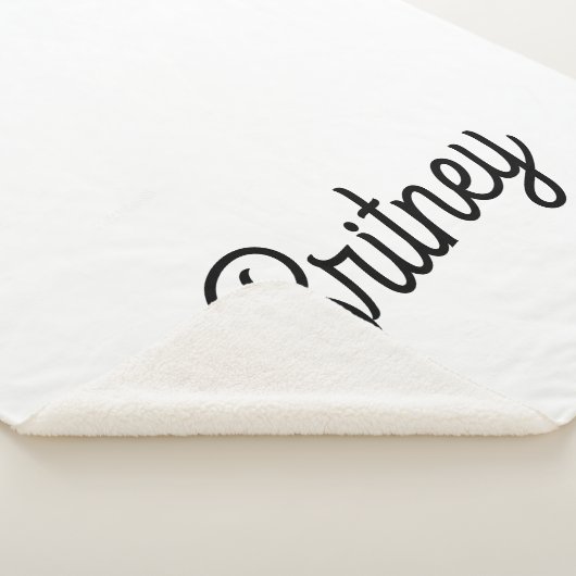 Modernes Schwarz-weißes Personalisiertes Monogramm Sherpadecke (3/4)