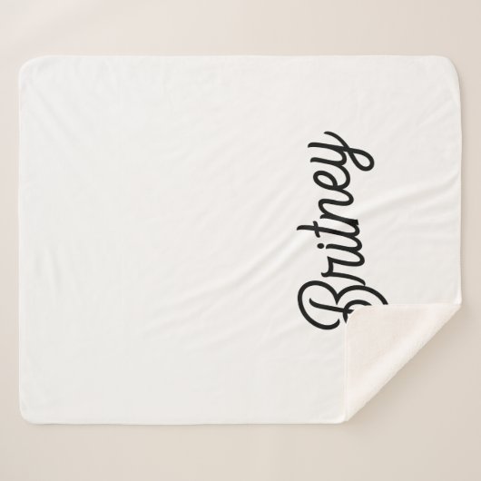 Modernes Schwarz-weißes Personalisiertes Monogramm Sherpadecke (Vorderseite (Horizontal))
