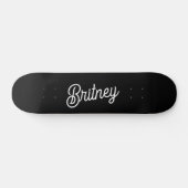 Modernes Schwarz-weißes Personalisiertes Monogramm Skateboard (Horizontal)