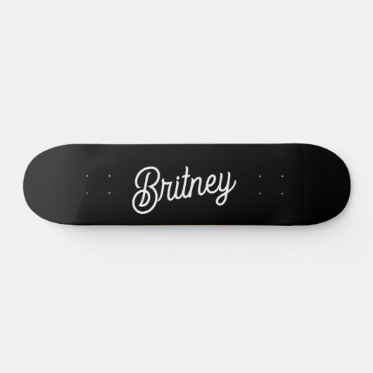 Modernes Schwarz-weißes Personalisiertes Monogramm Skateboard (Horizontal)