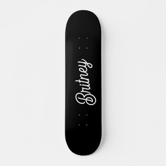 Modernes Schwarz-weißes Personalisiertes Monogramm Skateboard (Vorne)