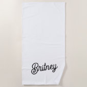 Modernes Schwarz-weißes Personalisiertes Monogramm Strandtuch (Vorderseite)