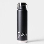 Modernes Schwarz-weißes Personalisiertes Monogramm Trinkflasche (Vorne)