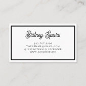 Modernes Schwarz-weißes Personalisiertes Monogramm Visitenkarte (Rückseite)