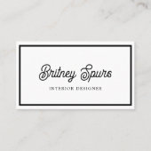 Modernes Schwarz-weißes Personalisiertes Monogramm Visitenkarte (Vorderseite)