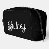 Modernes Schwarz-weißes Personalisiertes Monogramm Waschbeutel (Rechte Ecke)