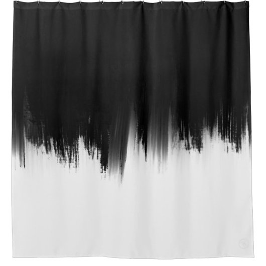 Modernes Schwarz-weißes Pinseldesign Duschvorhang (Vorderseite)