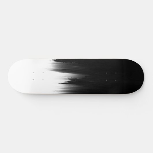 Modernes Schwarz-weißes Pinseldesign Skateboard (Horizontal)