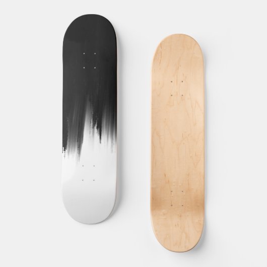Modernes Schwarz-weißes Pinseldesign Skateboard (Vorderseite)