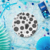 Modernes Schwarz-weißes Polka Dot Bubbles Party Pappteller (Party)