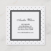 Modernes Schwarz-weißes Polka Dot Red Ribbon Monog Quadratische Visitenkarte (Rückseite)