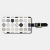 Modernes Schwarz-weißes Polkapunktmustermonogramm Gepäckanhänger (Vorderseite horizontal)