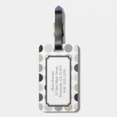 Modernes Schwarz-weißes Polkapunktmustermonogramm Gepäckanhänger (Rückseite vertikal)