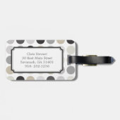 Modernes Schwarz-weißes Polkapunktmustermonogramm Gepäckanhänger (Rückseite horizontal)