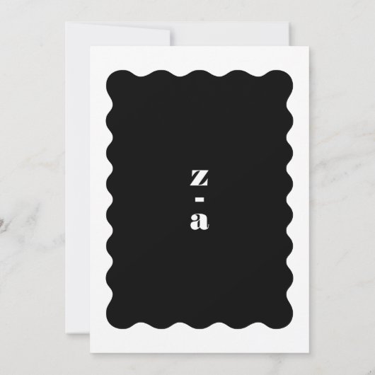 Modernes Schwarz-weißes Probe Einladung (Rückseite)