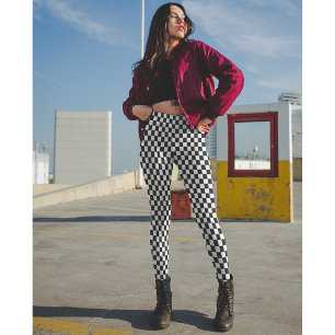 Modernes Schwarz-weißes Prüfzeichen Leggings