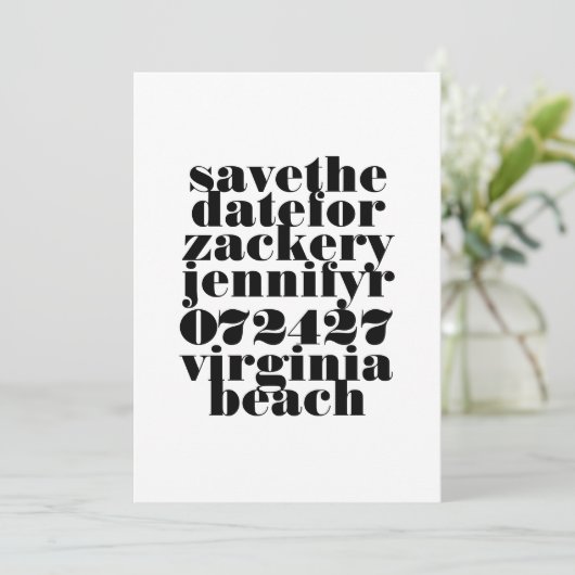 Modernes, Schwarz-weißes QR Code Foto Hochzeit Save The Date (Stehend Vorderseite)