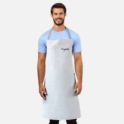 Modernes Schwarz-weißes Quadrat-Muster Mit Monogra Schürze (Getragen)