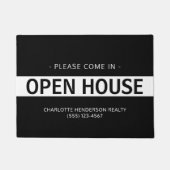 Modernes Schwarz-weißes Real Anwesen Open House Fußmatte (Vorderseite)