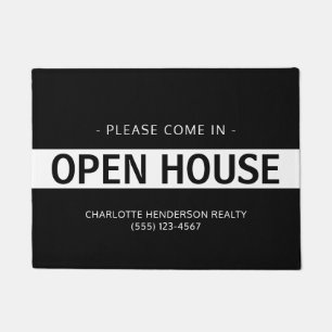 Modernes Schwarz-weißes Real Anwesen Open House Fußmatte