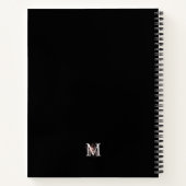 Modernes Schwarz-weißes Rosa Rosa Mit Monogramm Notizblock (Rückseite)