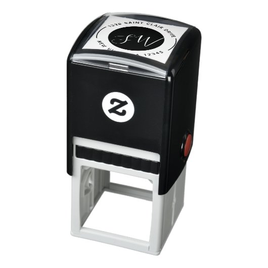 Modernes Schwarz-weißes Rundschreiben Permastempel (Produkt)