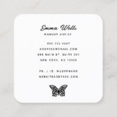 Modernes Schwarz-weißes Schmetterlingsrosa Quadratische Visitenkarte (Rückseite)