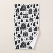 Modernes Schwarz-weißes Schneeflocken Berries Ingw Badhandtuch Set (Handtuch)