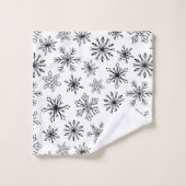 Modernes Schwarz-weißes Schneeflocken Berries Ingw Badhandtuch Set (Waschlappen)