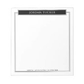 Modernes Schwarz-weißes Schulamt Notizblock (Vorderseite)