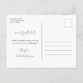 Modernes Schwarz-weißes Script 3 Foto Wedding S Ankündigungspostkarte (Rückseite)