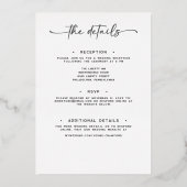 Modernes Schwarz-weißes Script Foto Minimale Hochz Folieneinladung (Rückseite)