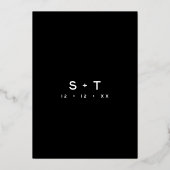 Modernes Schwarz-weißes Script Foto Minimale Hochz Folieneinladung (Rückseite)