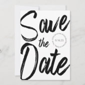 Modernes Schwarz-weißes Script-Foto Save the Date Einladung (Vorderseite)