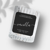 Modernes Schwarz-weißes Script-Kerzen-Label Quadratischer Aufkleber