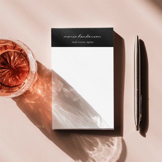 Modernes Schwarz-weißes Script-Monogramm Post-it Klebezettel