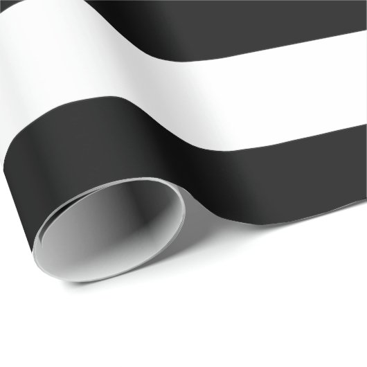 Modernes Schwarz-weißes Streifen-Muster Geschenkpapier (Rolleneckpunkt)
