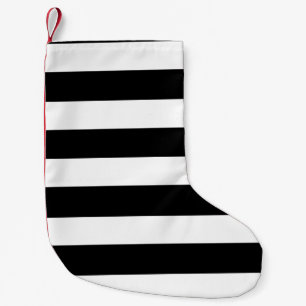 Modernes Schwarz-weißes Streifen-Muster Kleiner Weihnachtsstrumpf