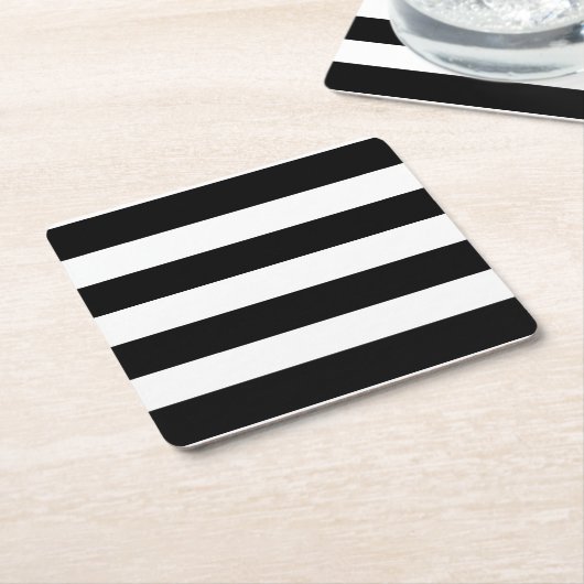 Modernes Schwarz-weißes Streifen-Muster Rechteckiger Pappuntersetzer (angewinkelt)