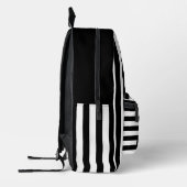 Modernes Schwarz-weißes Streifenmuster mit Herz Bedruckter Rucksack (Links)